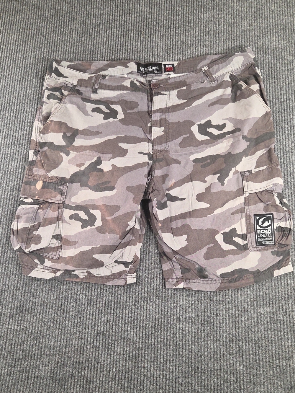Ecko Unlimited Men’s Camo Cargo Shorts - Gray & Brown Tones